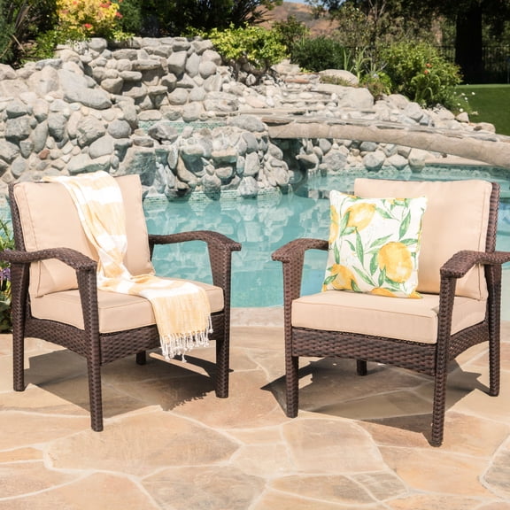 Brown Tan PE Rattan Chair / Wicker Finish for Outdoor Exposure / Terrace Sunset Relaxation