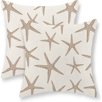 Brown Tan Starfish Pillow Covers 16x16 Set of 2 Coastal Throw Pillows Summer Nautical Ocean Beach Theme Decorative Pillowcase Outdoor Farmhouse Linen Decor Cushion Case for Couch Home Bedroom