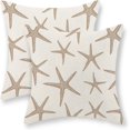 thumbnail image 1 of Brown Tan Starfish Pillow Covers 18x18 Set of 2 Coastal Throw Pillows Summer Nautical Ocean Beach Theme Decorative Pillowcase Outdoor Farmhouse Linen Decor Cushion Case for Couch Home Bedroom, 1 of 7