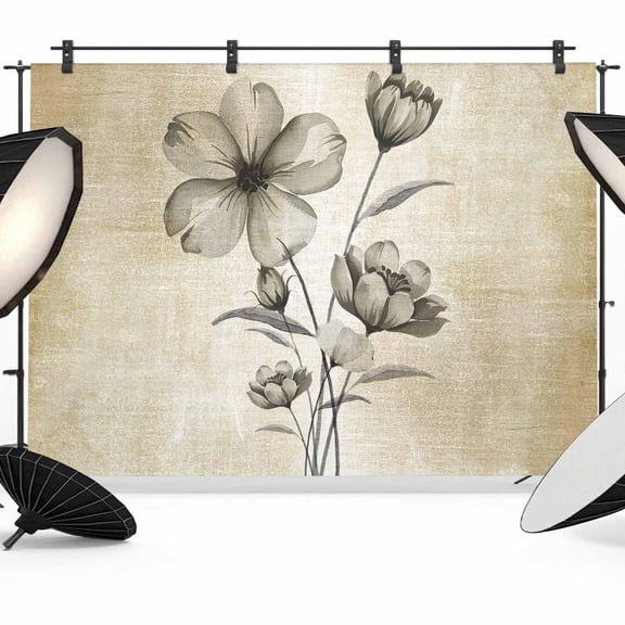 Brown Tan Tulip Buds Photography Backdrop 7x5FT, Botanical Floral Rustic Retro Farm Photo Backdrops, Background for Photography Studio Photo Studio Background, Back Drop for Photoshoot