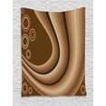 thumbnail image 1 of Brown Tapestry, Abstract Wavy Lines and Circles Retro Style Curves Graphic Illustration, Wall Hanging for Bedroom Living Room Dorm Decor, 40W X 60L Inches, Caramel Brown Pale Brown, by Ambesonne, 1 of 2