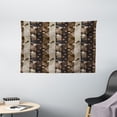 thumbnail image 1 of Brown Tapestry, Coffee Typography Hearts and Beans on Abstract Striped Grungy Backdrop in Brown Tones, Wall Hanging for Bedroom Living Room Dorm Decor, 60W X 40L Inches, Brown, by Ambesonne, 1 of 2