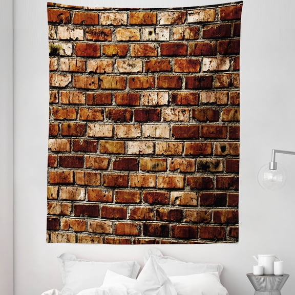 Brown Tapestry, Old Grunge Brick Wall Aging Construction Rustic Home Structure Dirty Facade, Fabric Wall Hanging Decor for Bedroom Living Room Dorm, 5 Sizes, Brown Chestnut Brown, by Ambesonne