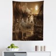 thumbnail image 1 of Brown Tapestry, Photo of Old Medieval Myst House in Retro Vintage Color at Full Moon Boho Style, Fabric Wall Hanging Decor for Bedroom Living Room Dorm, 5 Sizes, Brown, by Ambesonne, 1 of 1