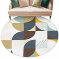 thumbnail image 1 of Brown Teal Beige Geometric Large Area Rugs for Bedroom Living Room, Soft Non Slip Carpet Bedside Rug, Middle Century Modern Abstract Art Round Floor Cover Kitchen Accent Rug 7' for Dining Room/Office, 1 of 9