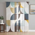 thumbnail image 1 of Brown Teal Beige Geometric Semi Sheer Curtains 108 Inch Length 2 Panels Set,Middle Century Modern Abstract Art Sheer Kitchen Curtain Privacy Window Curtain for Living Room Bedroom Rod Pocket Drapes, 1 of 7