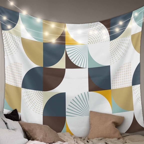 Brown Teal Beige Geometric Small Tapestry for Bedroom Wall Hanging Tapestry,Middle Century Modern Abstract Art Ceiling Backdrop Tapestries Poster Blanket Wall Decor for Living Room 23" x 28"