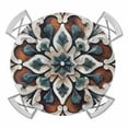 thumbnail image 1 of Brown Teal Boho Round Tablecloth for 55-60 Inch Tables, Fitted Table Cover with Elastic Edge, Ethnic Rustic Abstract Flowers Waterproof Outdoor Table Cloth Protector for Patio Garden Dinner Picnic, 1 of 9