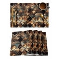thumbnail image 1 of Brown Teal Geometric Placemats Set of 6, Retro Modern Plaid Abstract Art Placemats for Dining Table, Place Mats for Kitchen Tabletop, Waterproof Wipeable Dining Table Mats Set, 1 of 9