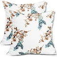 thumbnail image 1 of Brown and Teal Leaf Pillow Covers 18x18 Inch Set of 2 Vintage Blue Tan Leaves Pillow Covers Modern Outdoor Pillowscase Linen Square Cushion Covers for Sofa Couch Bedroom Living Room Home Decor, 1 of 6
