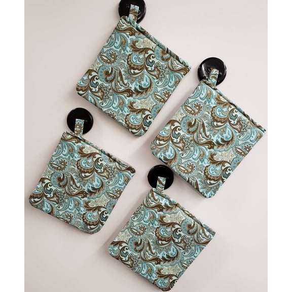 Brown & Teal Paisley Pot Holders (Set of 4) by Penny's Needful Things