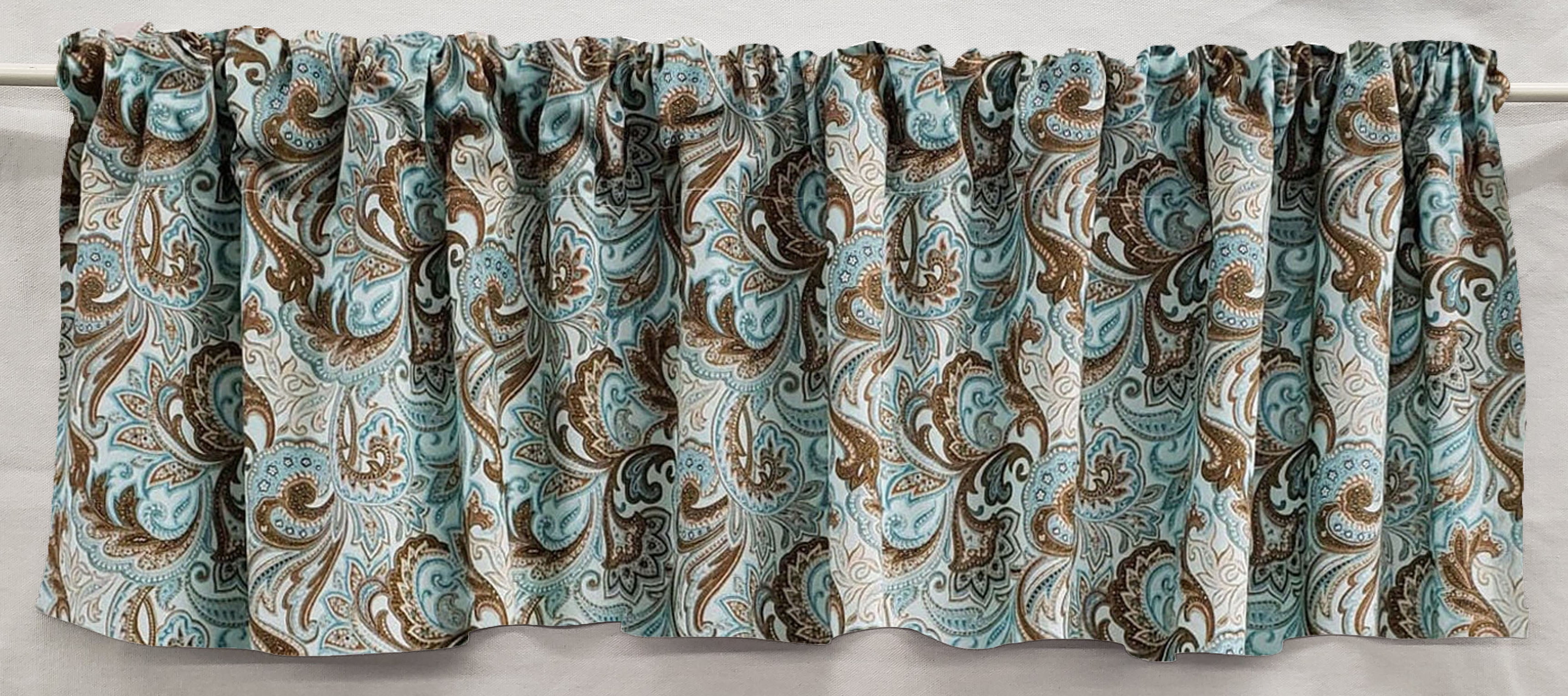 Brown & Teal Paisley Valances by Penny's Needful Things (Two Valance(00)
