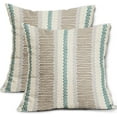 thumbnail image 1 of Brown Teal Pillow Covers 16x16 Set of 2 Gray Grey Dot Striped Decorative Outdoor Pillowcases Boho Rustic Throw Cushion Case Decor for Couch Sofa Bed, 1 of 6