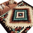 thumbnail image 1 of Brown Teal Red Boho Large Area Rugs for Bedroom Living Room, Soft Non Slip Carpet Bedside Rug, Southwestern Retro Geometric Abstract Rectangular Floor Cover Kitchen Accent Rug 8'x10' for Office, 1 of 9