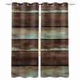 thumbnail image 1 of Brown Teal Wooden Blackout Curtains for Bedroom/Living Room, Vintage Farmhouse Retro Art Thermal Insulated Kitchen Drapes with Grommets, Light Blocking Window Treatment, 2 Panels 42" x 84", 1 of 7