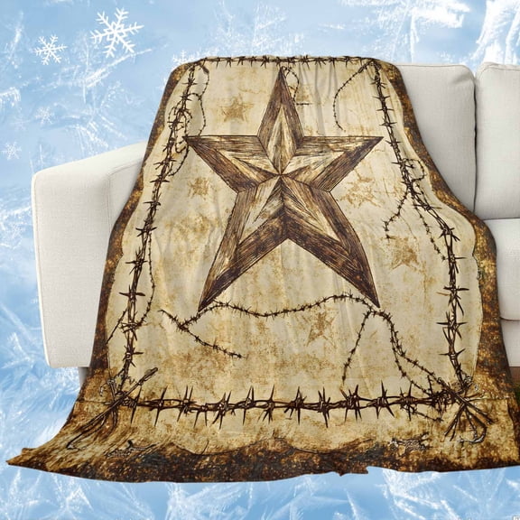 Brown Texas Star Country Cooling Blanket, Lightweight Breathable Summer Throw Blanket with Double Sided Cold Effect, Western Stars Retro Picnic Beach Blankets Bed Sheet for Hot Sleepers 30"x40"