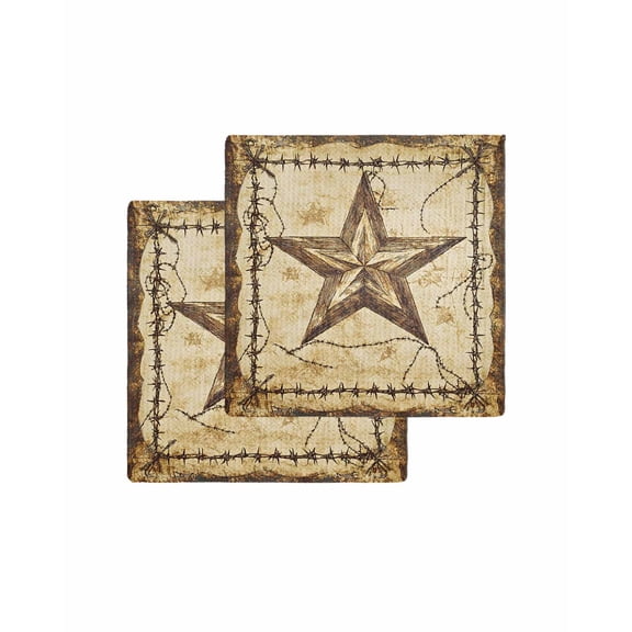 Brown Texas Star Country Kitchen Dish Towels for Drying Dishes Set of 2, Western Stars Retro Waffle Weave Microfiber Terry Hand Tea Bathroom Towels Quick Dry & Absorbent Towel 12x12
