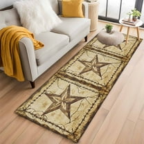 Brown Texas Star Country Kitchen Runner Rug 2x6 Washable Runners for Hallway Non Slip Western Stars Retro Large Area Rug Indoor Floor Carpet for Bathroom Laundry Entryway Bedroom Living Room