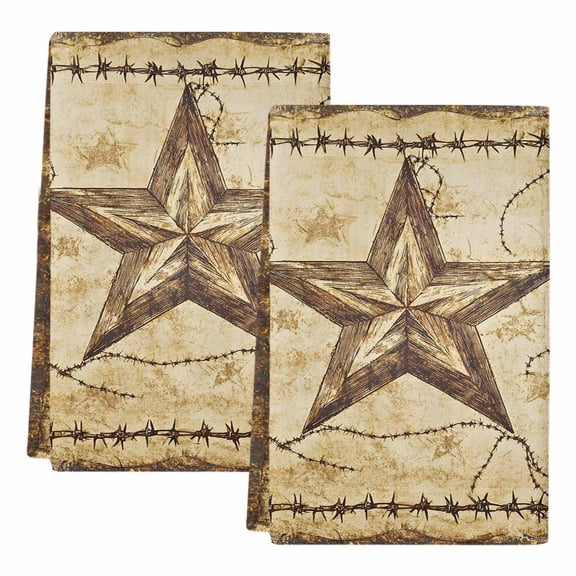 Brown Texas Star Country Kitchen Towels Set of 2, Absorbent Microfiber Dish Tea Towels with Hanging Loop, Western Stars Retro Resuable Hand Towel for Home Kitchen Cooking Cleaning 18"x28"