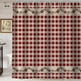 thumbnail image 1 of Brown Texas Star Western Shower Curtain, Primitive Star Red and Beige Buffalo Plaid Rustic Country Farmhouse Bathroom Decor, Waterproof Polyester Fabric Shower Curtain, 72 X 72 Inch, Berry, 1 of 6