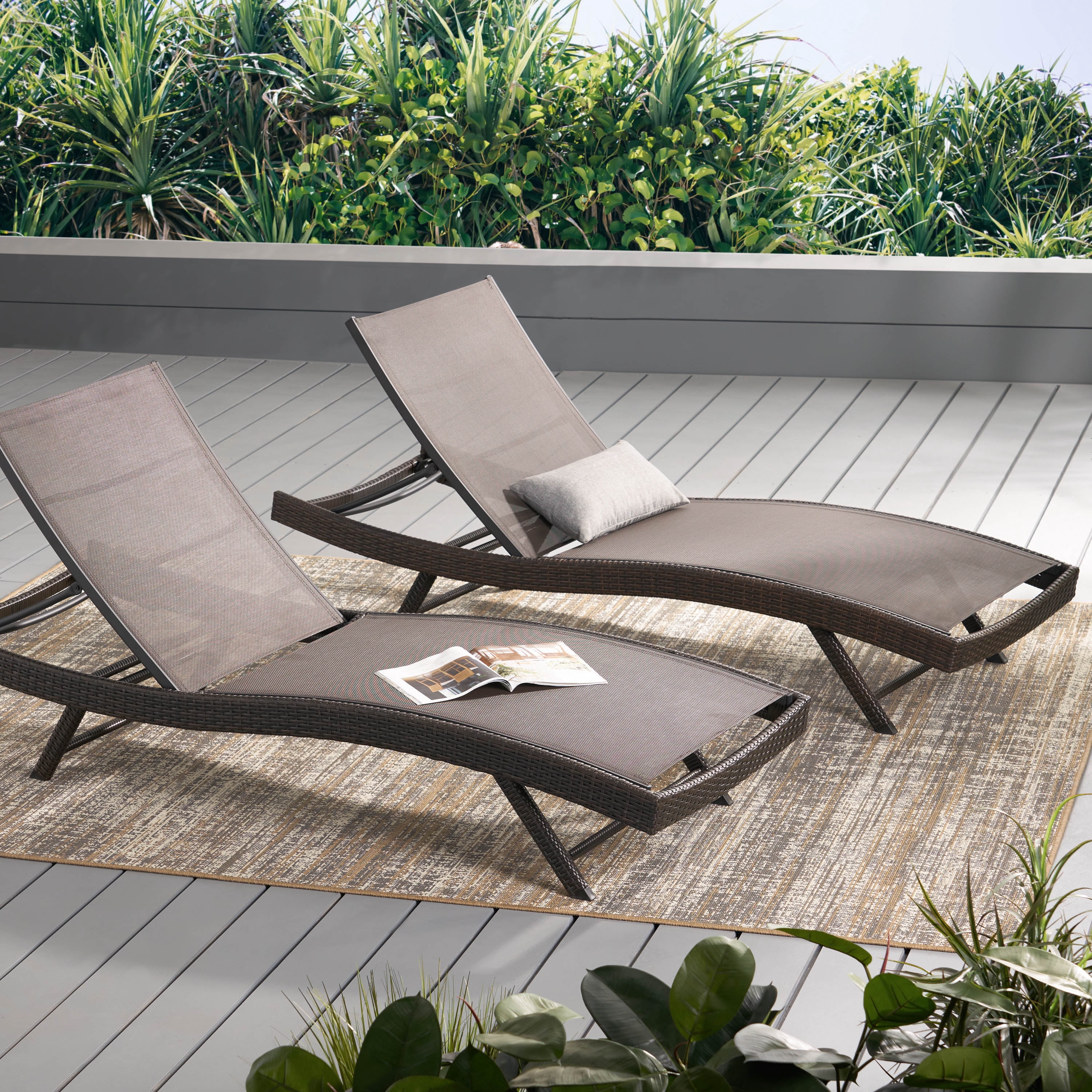 Brown Textilene Chaise Lounge (set of 2)