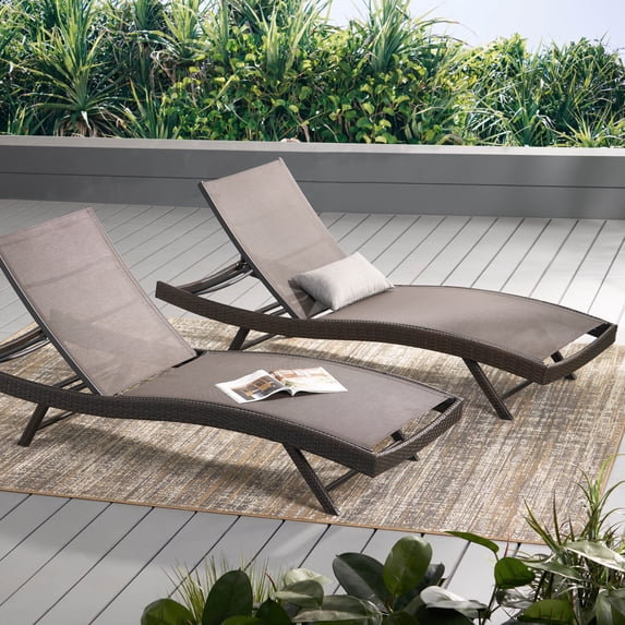 Brown Textilene Chaise Lounge (set of 2)