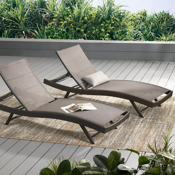 Brown Textilene Chaise Lounge (set of 2)