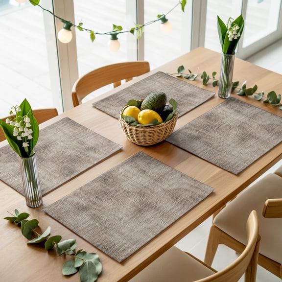 Brown Texture Pattern Placemats Set of 4,Wipeable Washable Table Mats for Dining Tables, Minimalist Monochrome Background Place Mats for Kitchen Event Party Tabletop Decor