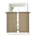 thumbnail image 1 of Brown Textured Curtains 45 Inch Length, Sheer Curtains for Bedroom Living Room Window Farmhouse Country Woven Striped Rod Pocket Voile Drapes Kitchen Curtains Small Half Window 42"x45" 2 Panels, 1 of 7