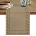 thumbnail image 1 of Brown Textured Table Runner 90 Inches Long, Farmhouse Country Woven Striped Cotton Linen Table Runners Dresser Scarves, Decorative Fabric Tabletop Scarf Furniture Cover for Home Dinner Party 13"x90", 1 of 9