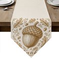 thumbnail image 1 of Brown Thanksgiving Table Runner Linen Burlap Table Runner 90 Inches Long Farmhouse Fall Cones Leaves Berry Dresser Scarves for Kitchen Island Coffee Dining Room Party Holiday Decoration 13"x90", 1 of 8