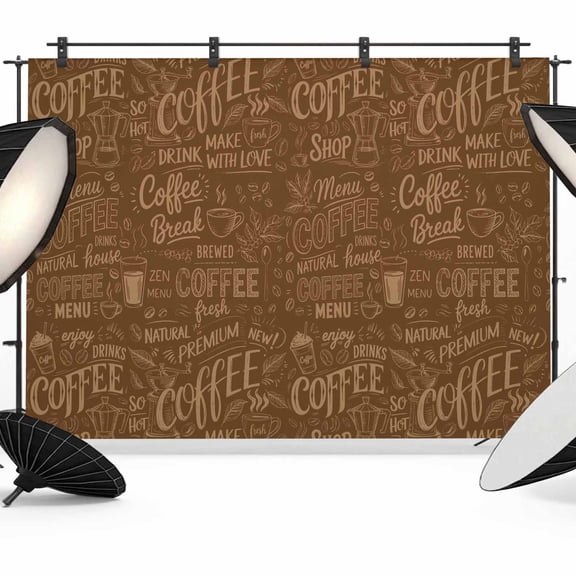 Brown Theme Photography Backdrop 7x5FT, Modern Bread Coffee Pot Milk Drink Minimalist Photo Backdrops, Background for Photography Studio Photo Studio Background, Back Drop for Photoshoot