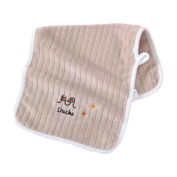 Brown Thick Absorbent Cotton Face Towel With Cute Animal Patterns, High Density Fabric, Soft Dermatological Friendly Material For Kids, Bathing, Hand And Hair Drying, 19.7X9.8In