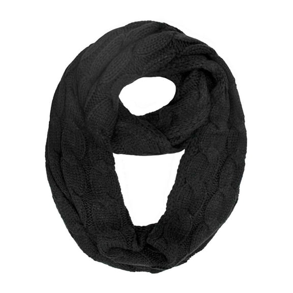 Brown Thick Cable Braid Knit Infinity Scarf