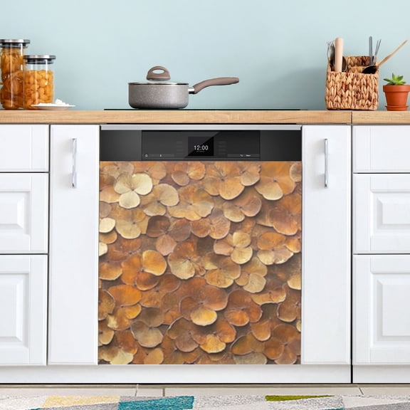 Brown Three Leaf Dishwasher Magnet Cover Reuseable Refrigerator Magnet Cover Decal Fridge Microwave Stickers Hoilday Party Decor 23 x 26 Inch