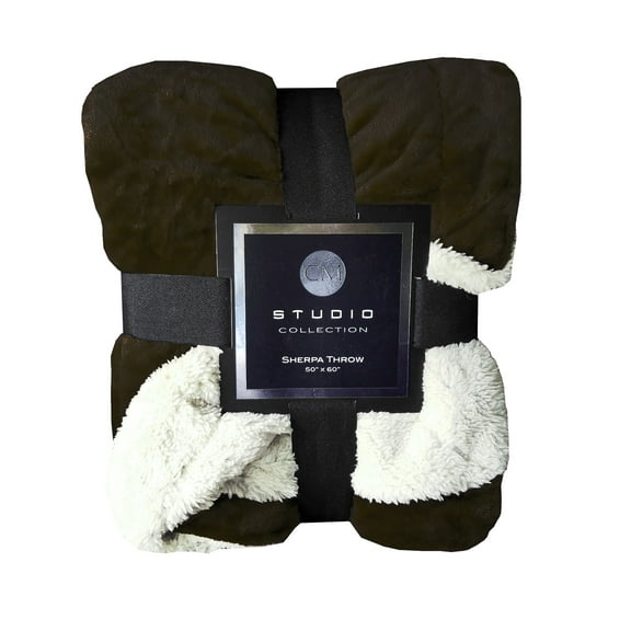 Brown Throw Blanket with White Sherpa 50 x 60 inches Crestmills