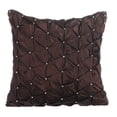 thumbnail image 1 of Brown Throw Pillow Cover, Solid Throw Pillow Cover Couch, 12x12 inch (30x30 cm) Pillow Cover, Taffeta Pillow, Textured Pintucks Solid Silver Sparkly Beaded, Modern - Chocolate Texture, 1 of 5