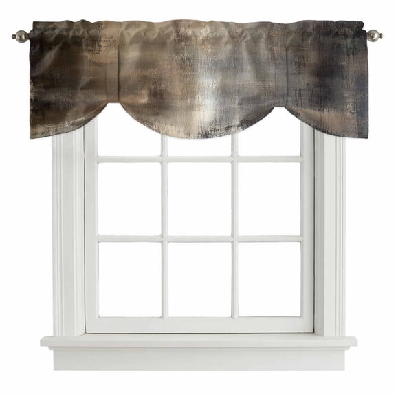 Brown Tie Up Valance Curtains for Windows, Kitchen Curtains Window Shades, Abstract Art Modern Ombre Oil Painting Light Filtering Roman Curtain Valances for Bedroom/Bathroom/Cafe 42"x12"