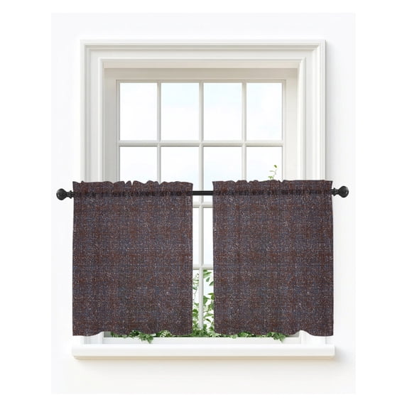 Brown Tier Curtains 24 Inch Length, Sheer Curtains for Bedroom Living Room Window Farmhouse Vintage Chocolate Solid Color Rod Pocket Voile Drapes Kitchen Curtains Small Half Window 27.5"x24" 2 Panels