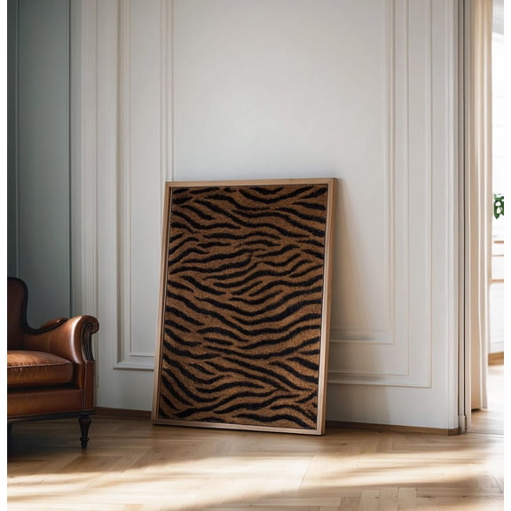 Brown Tiger Pattern Print, Y Two K Leopard Wall Art, Unframed Paper Poster 8x10in
