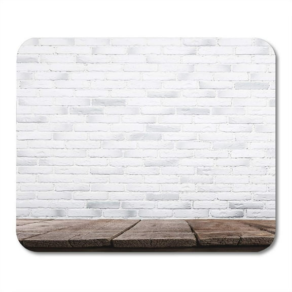 Brown Timber Interior Vintage White Brick Wall and Wood Mousepad Mouse Pad Mouse Mat 9x10 inch