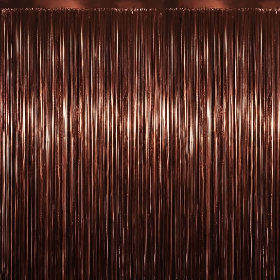 Brown Tinsel Backdrop, 4 Pack 3.3 x 6.6 ft Foil Fringe Curtains
