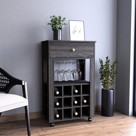 Brown Tone - Built - in Wine Storage - Library Bar - Orderly Arrangement