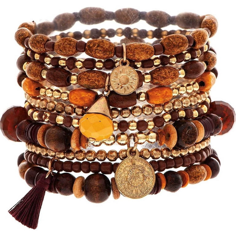 Brown Tones Boho Stacking Bracelet Set - Walmart.com display picture 1