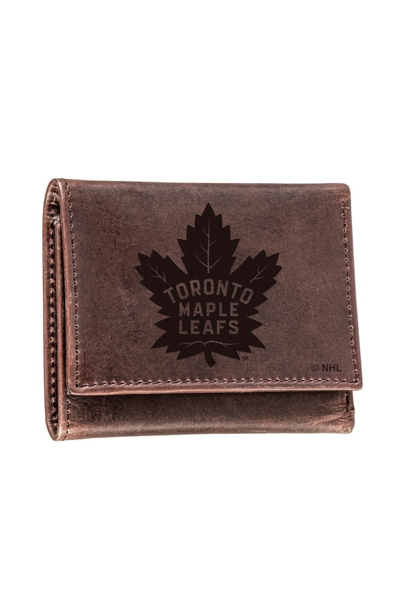 Brown Toronto Maple Leafs Leather Tri-Fold Wallet