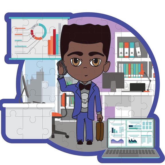 Brown Toy Box Dadisi Academy Giant 3ft Puzzle - Everett Entrepreneurship, Educational Kids Activity, Black-Owned, Creative Toy, Travel-Friendly