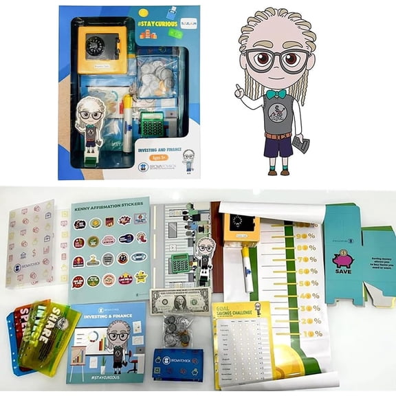 Brown Toy Box Kenny Finance & Investing STEAM Kit for Kids Ages 5+, Financial Literacy Learning Set