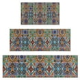 thumbnail image 1 of Brown Traditional Tile Pattern Kitchen Rugs Sets Of 3,Kitchen Runner Rugs Non Skid Washable,Decorative Kitchen Floor Mats for Kitchen,Sink,Laundry,17"x30"+ 17"x47" + 17"x59", 1 of 6