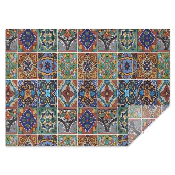 Brown Traditional Tile Pattern Rectangle Tablecloth 60"x84",Waterproof Polyester Rectangle Table Cloth, Wipeable Spillproof Polyester Tablecloth for Dining, Camping, Indoor and Outdoor