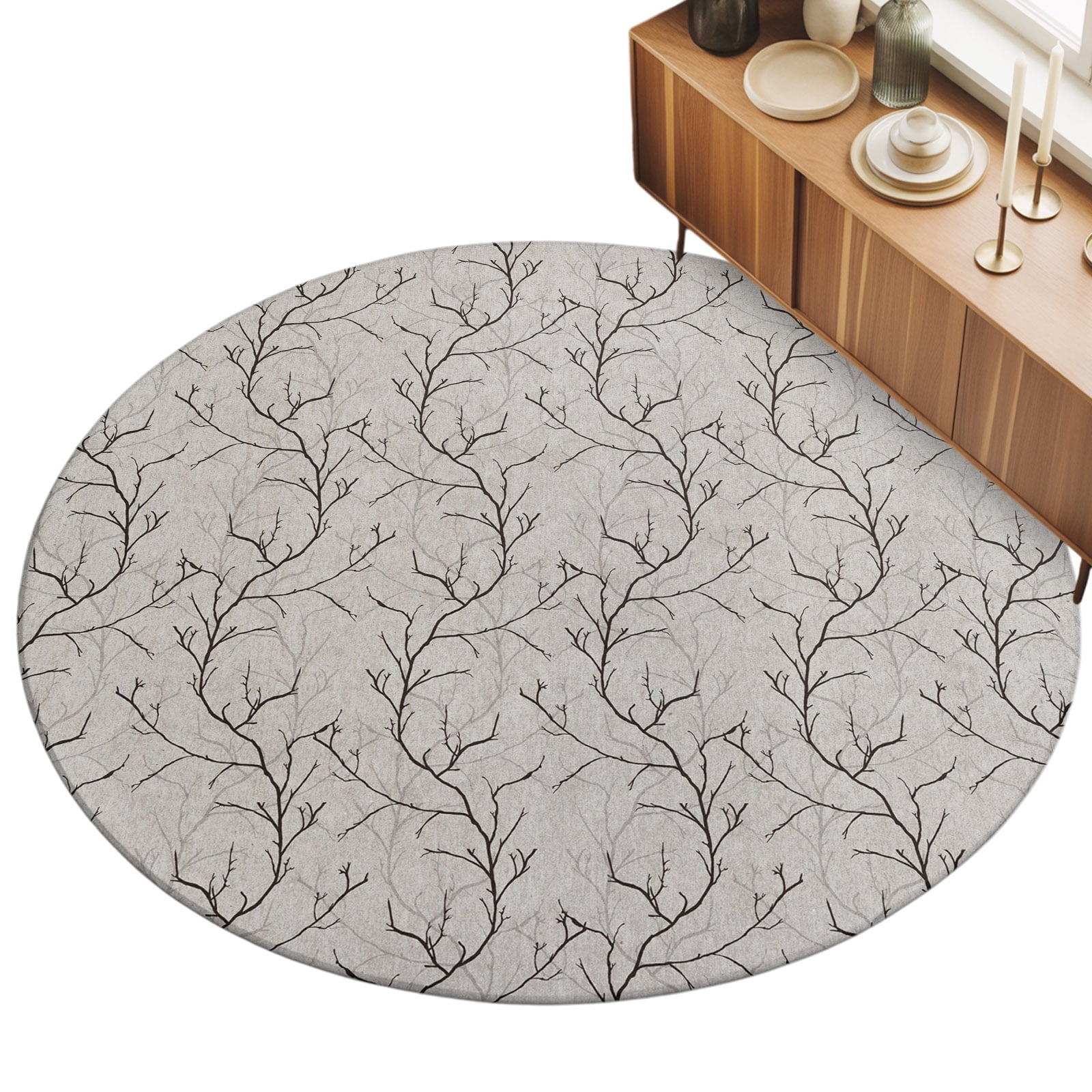 Tree Branch Rugs Brown Tree Branch 4ft Non Slip Round Area Rug Retro Classic Art Brown ...